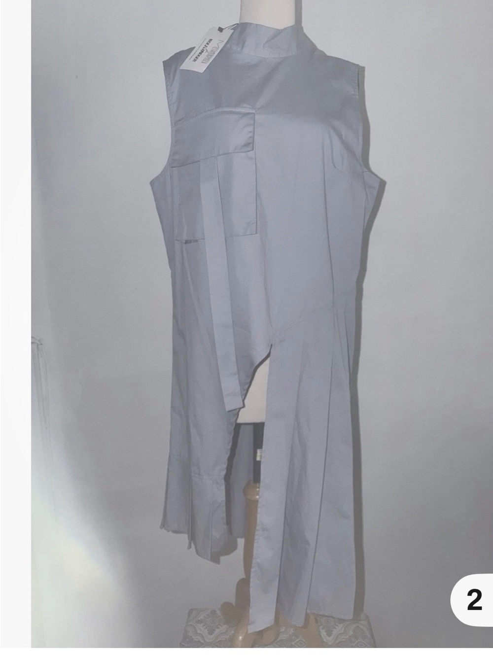 Metamorphoza Sleeveless Asymmetric Pleated Dress  in Light Gray Sz: XL